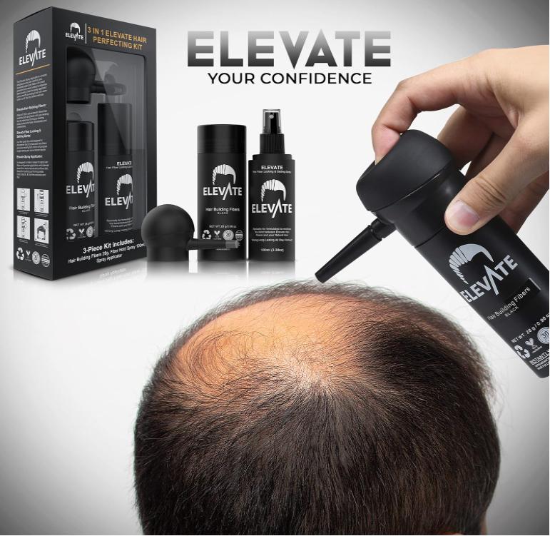 ELEVATE Hair Perfecting 3-in-1 Kit Set Includes Natural Hair Thickening Fibers & Spray Applicator