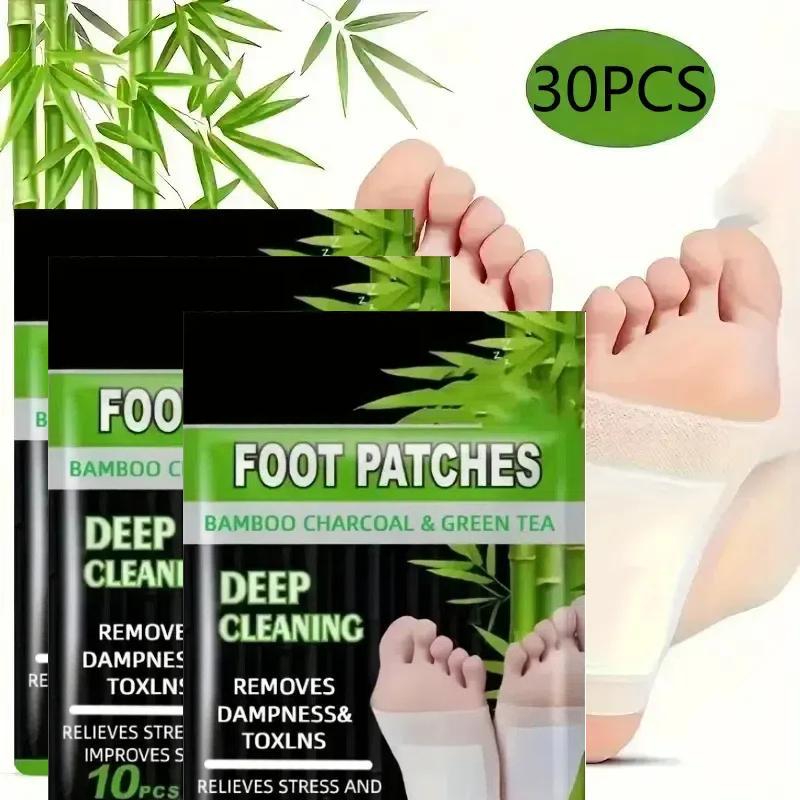 Deep Cleansing Foot Patches, 30pcs Natural Bamboo Vinegar Ginger Powder Foot Pads for Foot Care, Adhesive Sheets for Relaxation