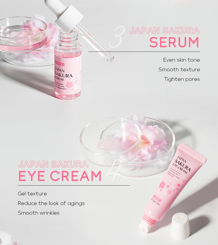 6-Piece Sakura Skin Care Set - Cleanser, Lotion, Essence, Eye Cream, Essence Cream - Moisturizing, Nourishing, Anti-Aging - Perfect Gift Set for Kids Moisturize Skin Repair Comfort Moisturizer Moisture Hydrate Hydrate