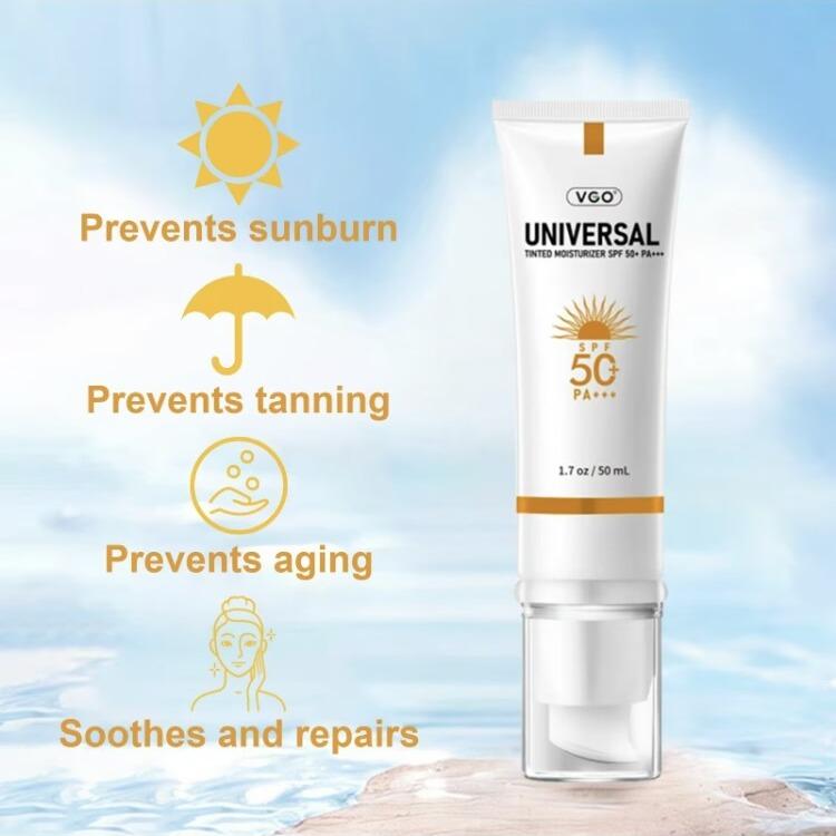 VGO-Universal Tinted Moisturizer SPF 50+ Earthy yellow liquid lt can be used as foundation liquid-A Facial Skincare