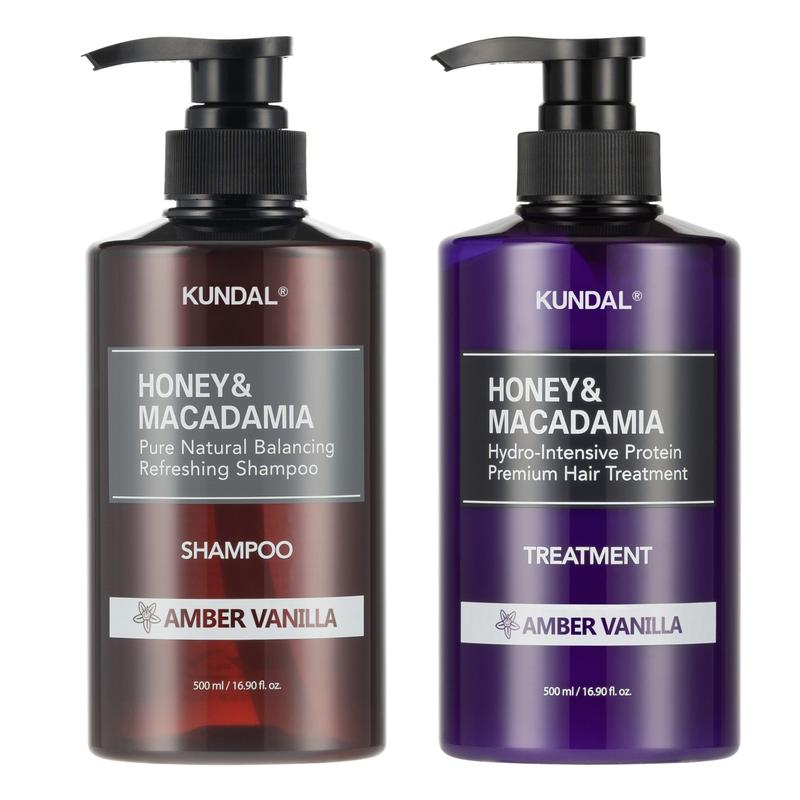 KUNDAL Natural Hair Shampoo and Conditioner Set [Amber Vanilla] - Nourish, Strengthen, Repair Hair with Honey, Argan Oil, Macadamia Oil, Sulfate-Free 500ml 2Set (16.9 fl oz 2 Set)