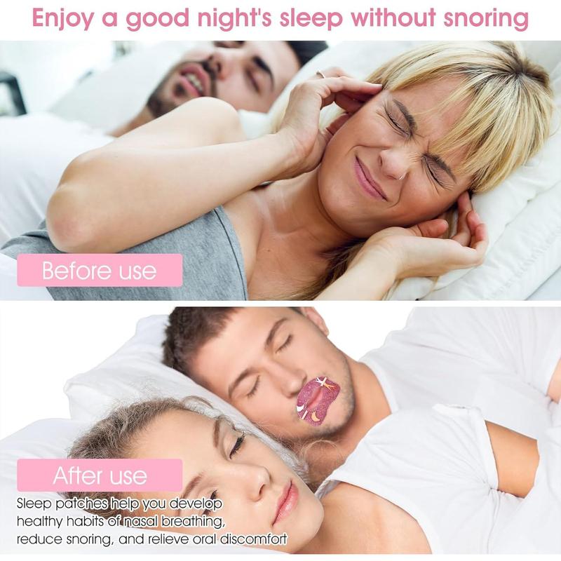 Adult Sleep Mouth Tape, 60 Count Anti-Snoring Strips for Improved Nose Breathing and Snore Reduction Pain-Free Removal Strips Gentle Elastic Mouth Tape for Sleeping