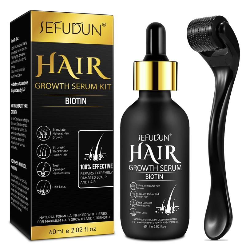 Minoxidil Hair Care Serum, 1 Count Natural Health Hair Serum with Microneedle Roller, Hair Care & Styling Product for Men & Women