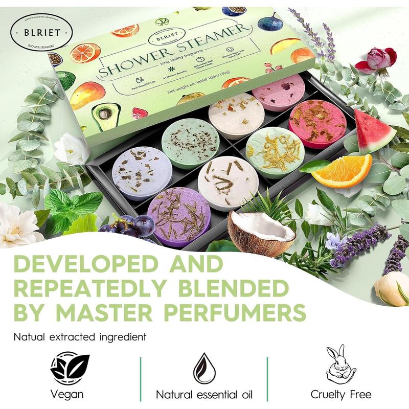 Shower Steamers Aromatherapy Stocking Stuffers Christmas Gifts for Women 8 PCS, Shower Bombs Gifts for Mom with Lavender Fruit Natural Essential Oils, Self Care Gifts for Women & Lover