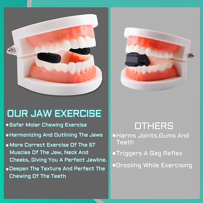 Jawline Exerciser And  Respiratory Trainer Exerciser For Men & Women - Powerful Jaw Trainer - Different Resistance Levels - Double Chin Reducer Eliminator - Silicone Jaw Toner Tablets - Face Neck Shaper & Strengthener Line Chewing Gum