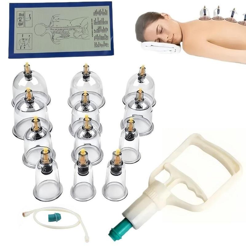 Comfort Cupping Treatment Set, 12pcs set Cordless Vacuum Suction Cup Massage Tool Set, Manual Massage Tool, Body Massage Tool for Home Use, Lightweight Body Sculpting, Body Care Tools, Back Massagers, Birthday Gift, Meditation Tools, Christmas Gift