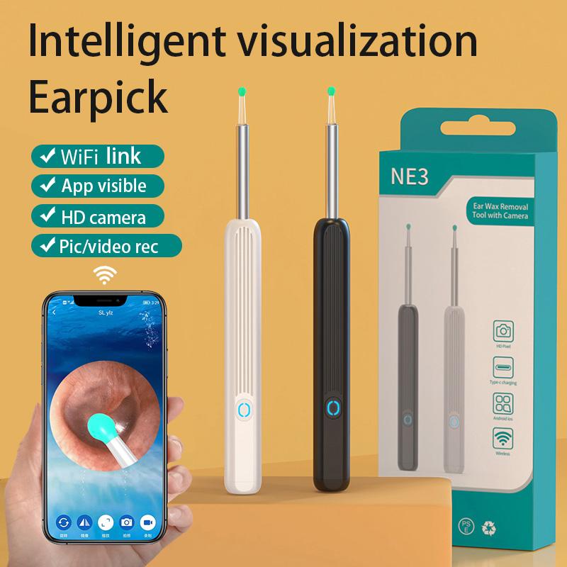 Ear Wax Removal Kit , Five million high-definition Ear Cleaner Camera  , Diameter 3mm, Earwax Remover Tool with 4 Ear Spoon, Ear Cleaner with 8 Pcs Ear Set, Earwax Camera Cleaner for iOS, Android And Smart Phone, Removal Drops, Removal Tool  HD Wireless