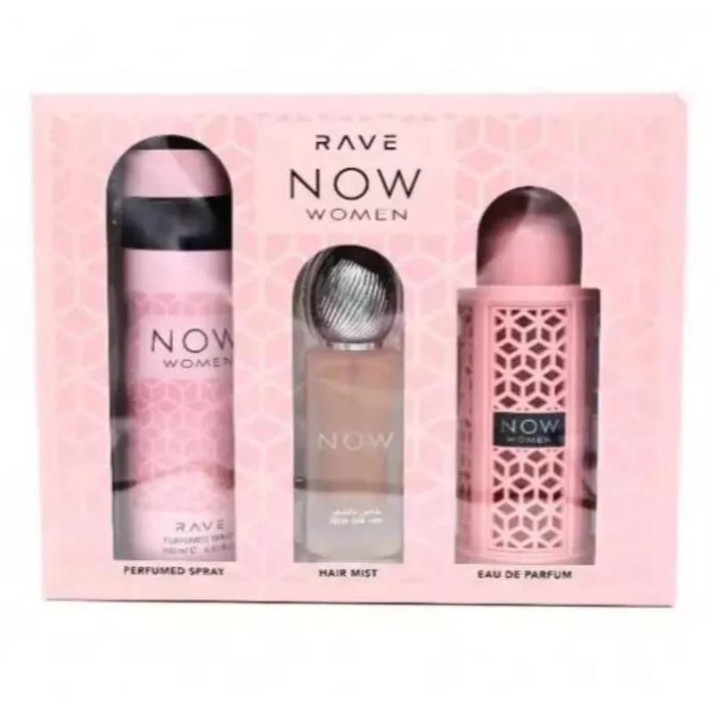 Lattafa Rave Now Pink 3pc Set: 3.4oz EDP Spray + 1.7oz Hair Mist + 6.7oz Body