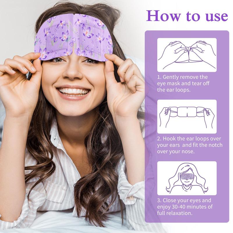 Lavender Steam Eye Mask, 12pcs box Moisturizing Eye Mask, Eye Care Mask, Eye Relaxation Mask, Suitable for Use At Bedtime, on The Go, After Using Electronics