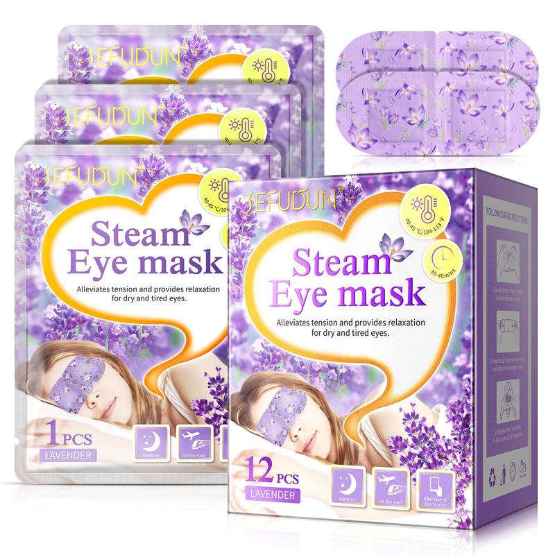 Lavender Steam Eye Mask, 12pcs box Moisturizing Eye Mask, Eye Care Mask, Eye Relaxation Mask, Suitable for Use At Bedtime, on The Go, After Using Electronics