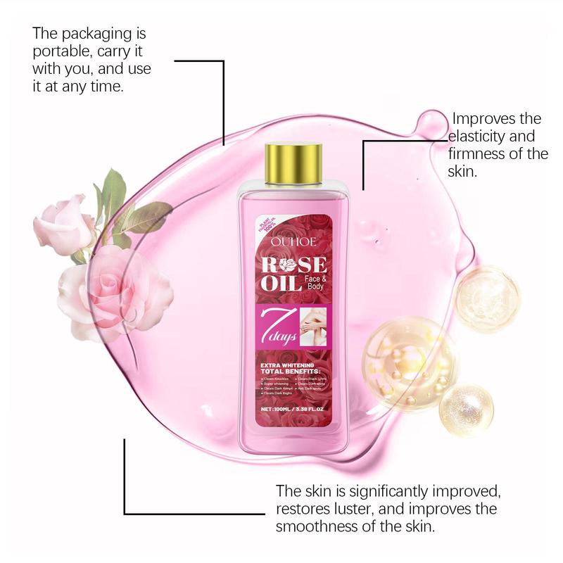 Rose Oil Body Care Oil, 2 Counts Moisturizing & Quick Absorption Body Massage Oil, Nourishing Body Care Product for Women & Girls