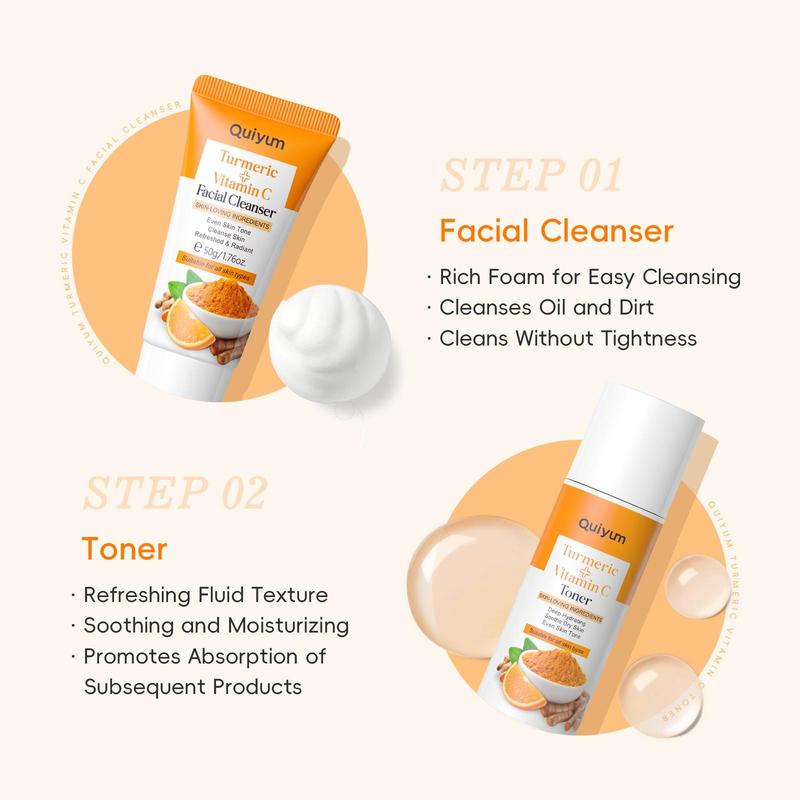 Turmeric Skincare Set, Moisturizing Skin Care Kit, Including Cleanser, Toner, Cream, Eye Cream, Serum, Soap, Mud Mask, Skin Care Product for Women, Christmas Gift