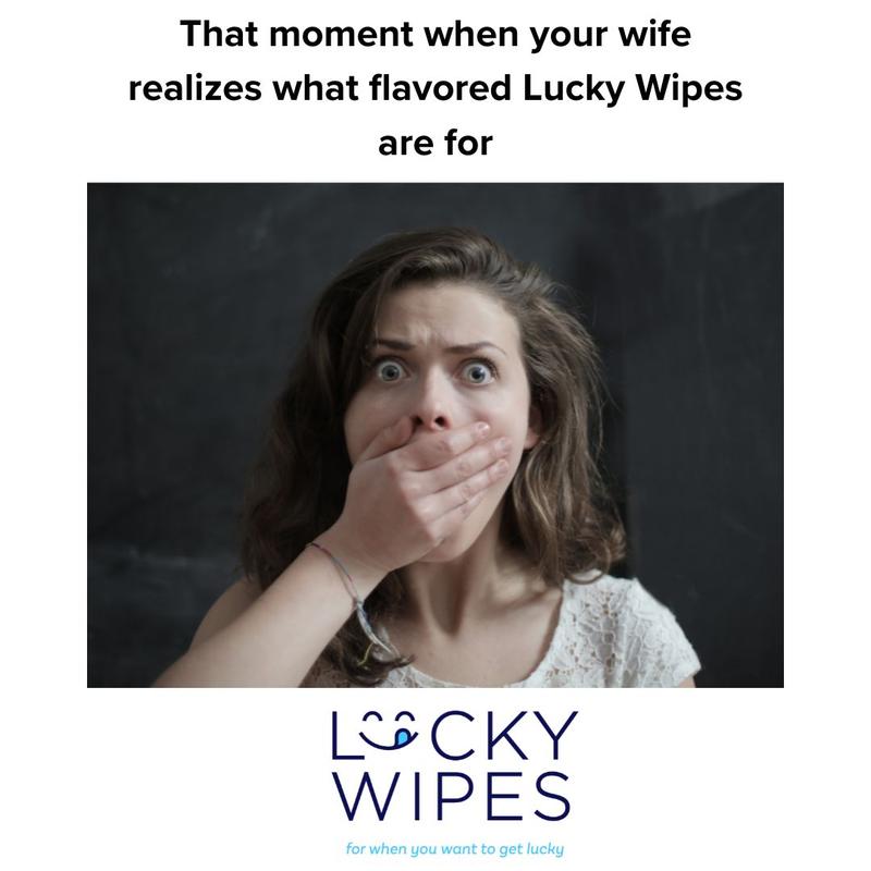 Lucky Wipes For Men Flavored Hygiene Strawberries and Cream Flavor