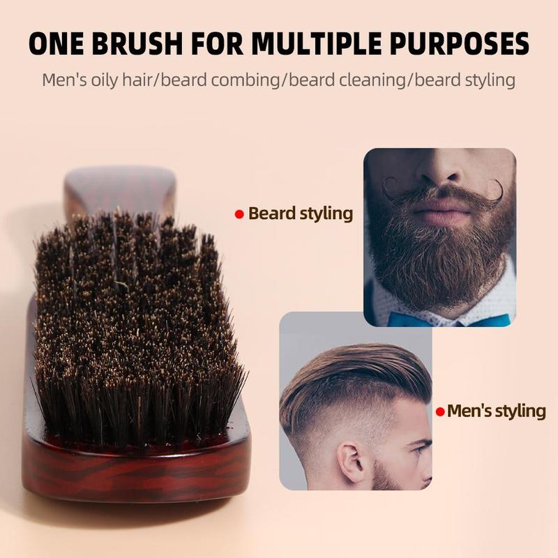 Wooden Handle Beard Hair Brush, Soft Bristles Hair Styling Tool, Beard Styling Comb for Men, Christmas Gift