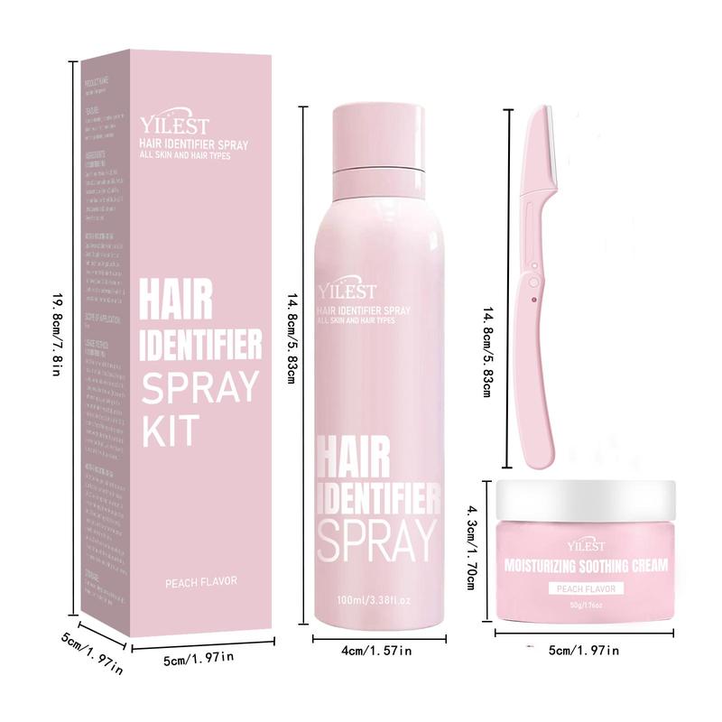 Hair Identifier Spray & Soothing Cream Kit, 1 Box Facial Hair Care Kit with Eyebrow Trimmer, Professional Makeup Tools for Women