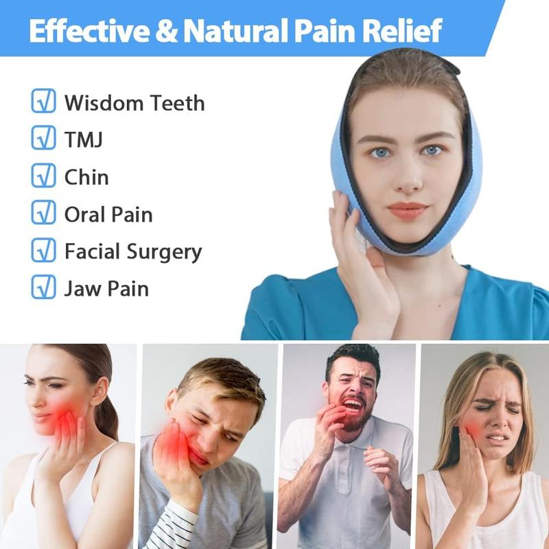 Wisdom Teeth Ice Pack Head Wrap After Surgery, Face Ice Pack for TMJ, 4 Reusable Hot & Cold Therapy Gel Packs for Oral Surgery, Jaw Pain, Wisdom Teeth Removal