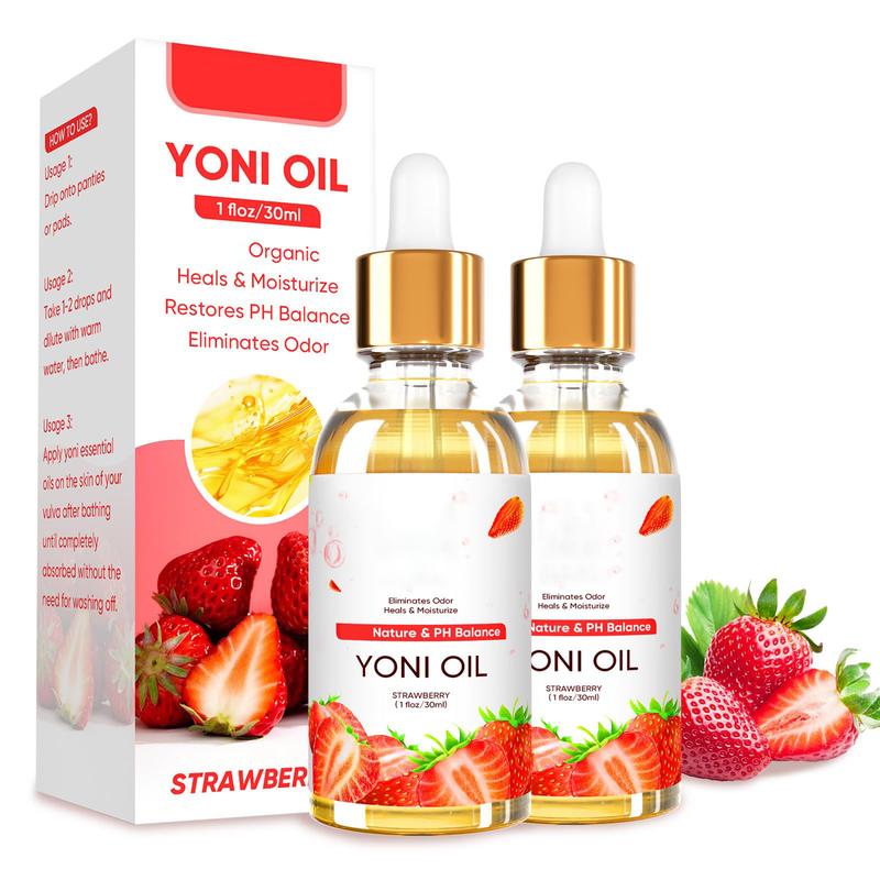 2 Pack Yoni Oil for Women - Organic Strawberry\Pineapple\ Orange Feminine Oil, Feminine Deodorant - pH Balance - Eliminates Odor - V Moisturizer, Natural Yoni Essential Oil, 1 fl oz pc