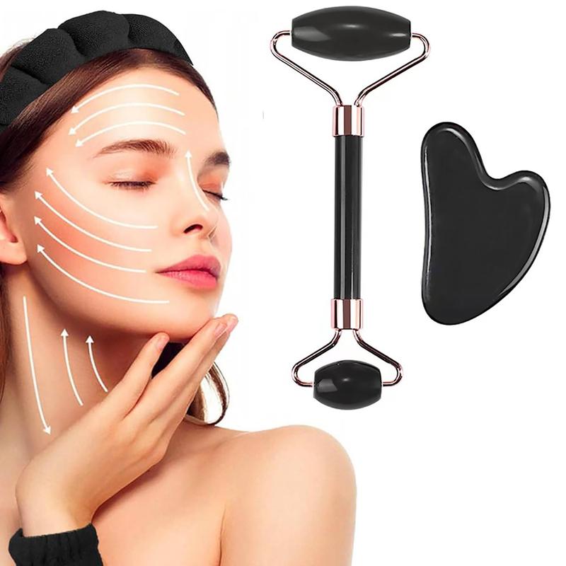 Face Massage Tool, 2 Counts set Face Roller & Body Massage Tool, Including 1 Massage Roller & 1 Heart Shape Gua Sha Board, Facial Massage Tool, Christmas Gift