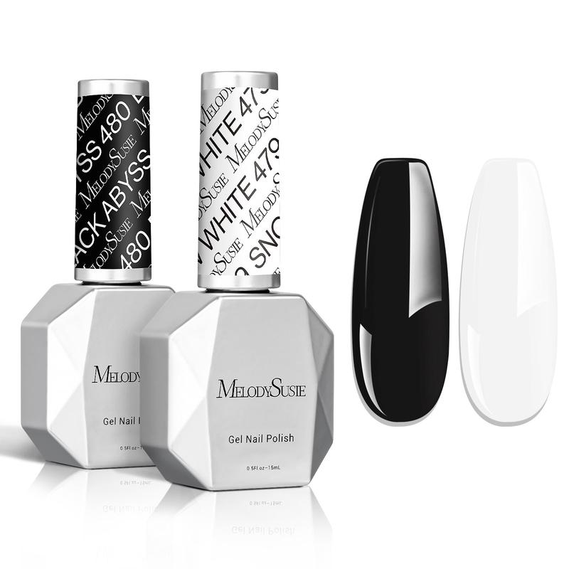 MelodySusie Gel Polish Kit 15ml Black & White Colors Polish Set Nail Art Manicure Salon Diy at Home Christmas Gift Nail Care Nail Polish Cutics