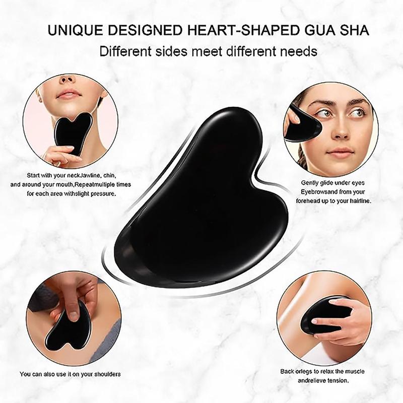 Face Massage Tool, 2 Counts set Face Roller & Body Massage Tool, Including 1 Massage Roller & 1 Heart Shape Gua Sha Board, Facial Massage Tool, Christmas Gift