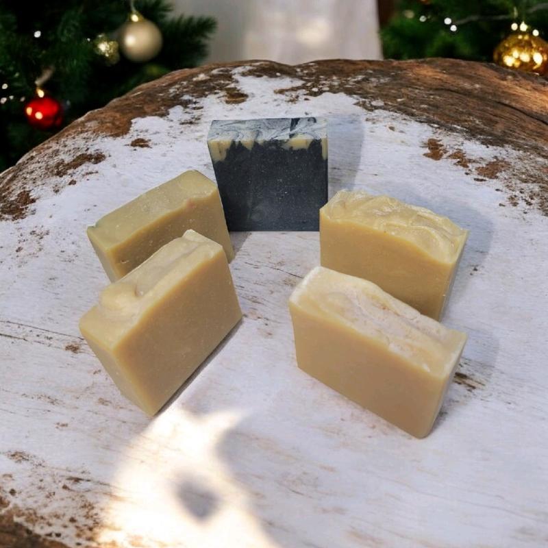 Men's Farm Fresh Goats Milk Soap Christmas Bundle - Eucalyptus, Frankincense, Charcoal, Patchouli, Peppermint