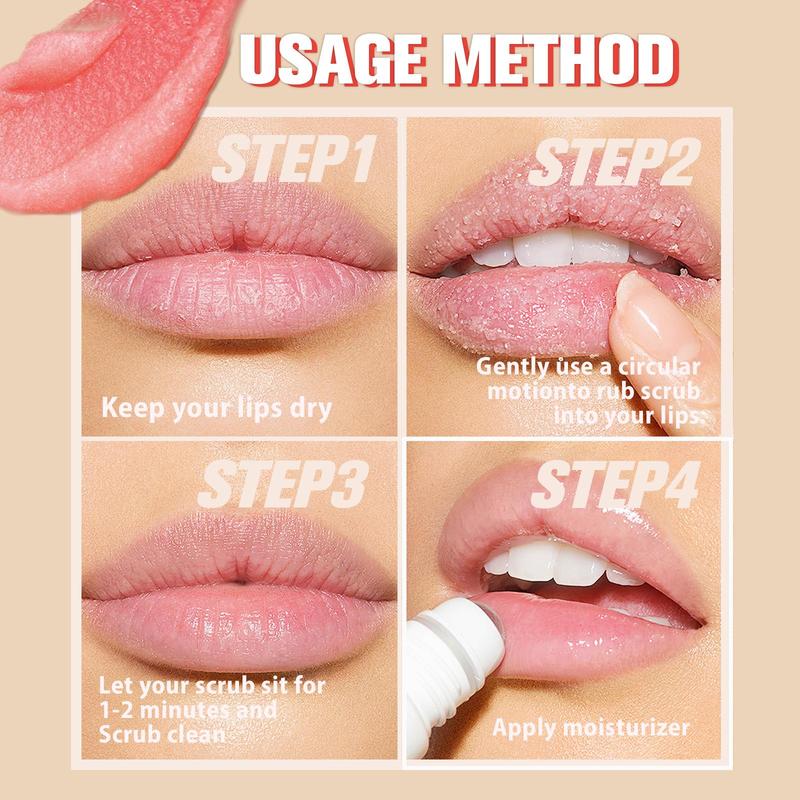 Strawberry Watermelon Coconut Rose Lip Scrub, Moisturizing Lip Care Scrubs for Exfoliating Fade Lip Lines Removing Dead Skin, Improving Lip Skin & Dark Lip