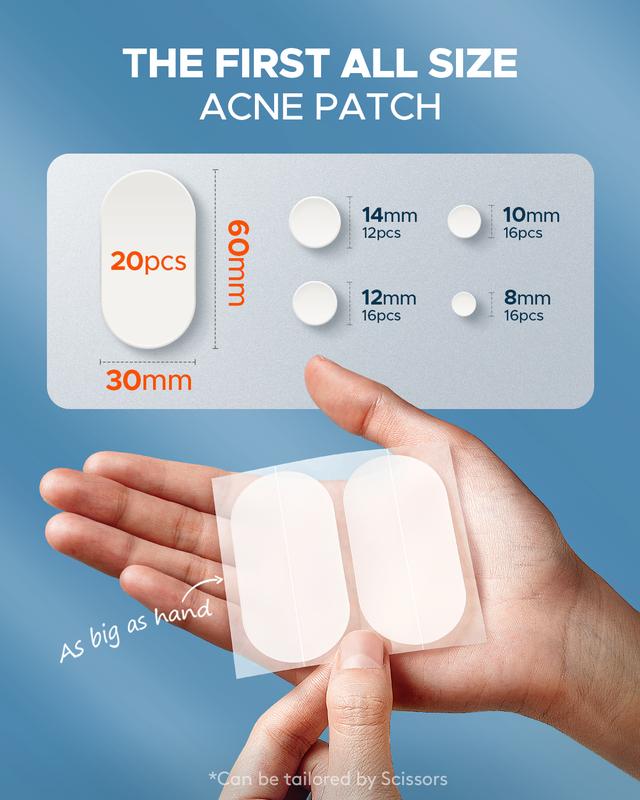 Large Acne Pimple Patches for Face Care ,Acne Spot Dots 5 Size 80pc Skincare, Watch Those Acne Spot Dots Work Their Magic for Skin Repair