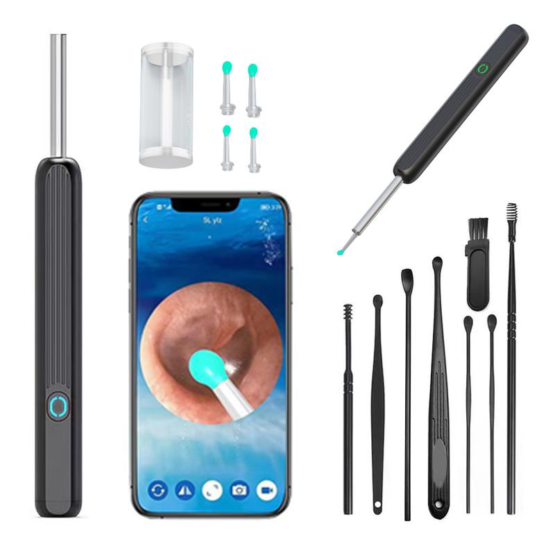 Ear Wax Removal Kit , Five million high-definition Ear Cleaner Camera  , Diameter 3mm, Earwax Remover Tool with 4 Ear Spoon, Ear Cleaner with 8 Pcs Ear Set, Earwax Camera Cleaner for iOS, Android And Smart Phone, Removal Drops, Removal Tool  HD Wireless