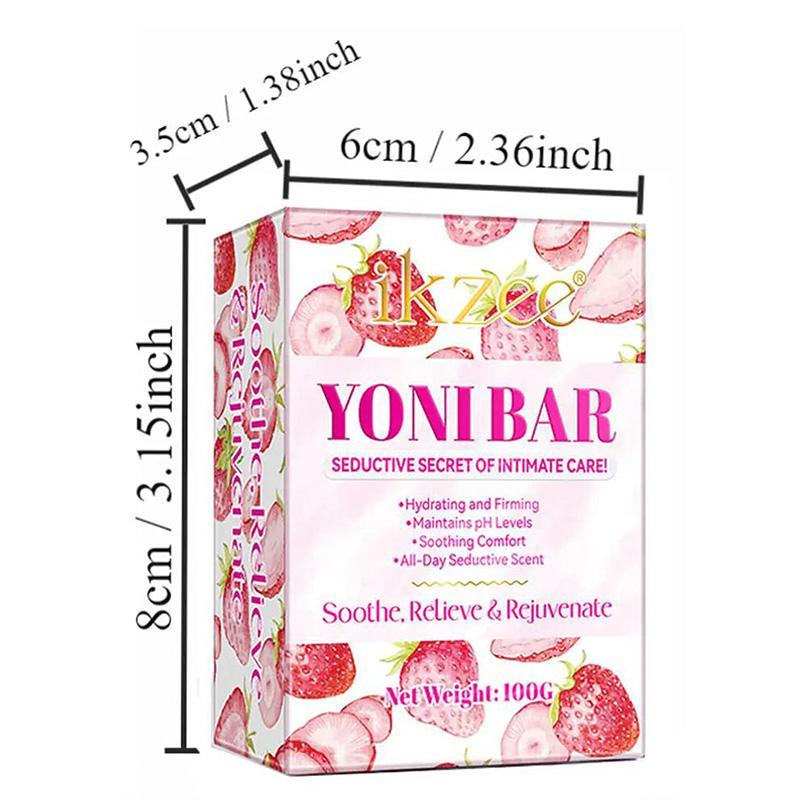 100g IKZEE YONI Bar Strawberry Soap, Women's Soap, Free Random Color Bubble Net, All-natural Soap, Light Fragrance, Skin Cleansing,  Wash Away Odor, Body Cleansing Soap, Fall Gift