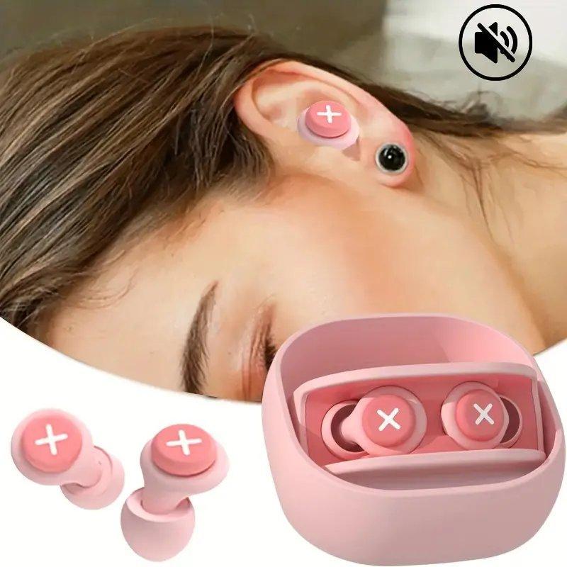 Reusable Silicone Sleep Earplugs, 1 Count Portable Noise Reduction Earplugs with Storage Box, Suitable for Students and Dormitories, Preventing Snoring