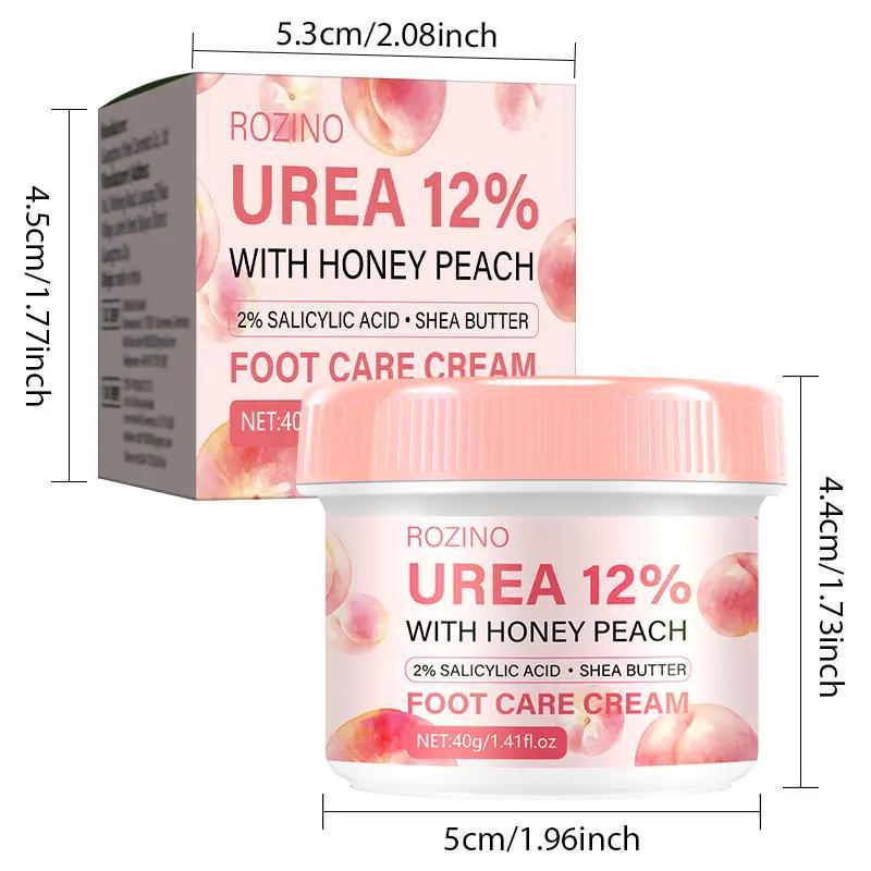 Peach Foot Care Cream, 1 Piece Moisturizing & Soothing Foot Cream, Containing 12% Urea & 2% Salicylic Shea Butter, Suitable For Dry Skin