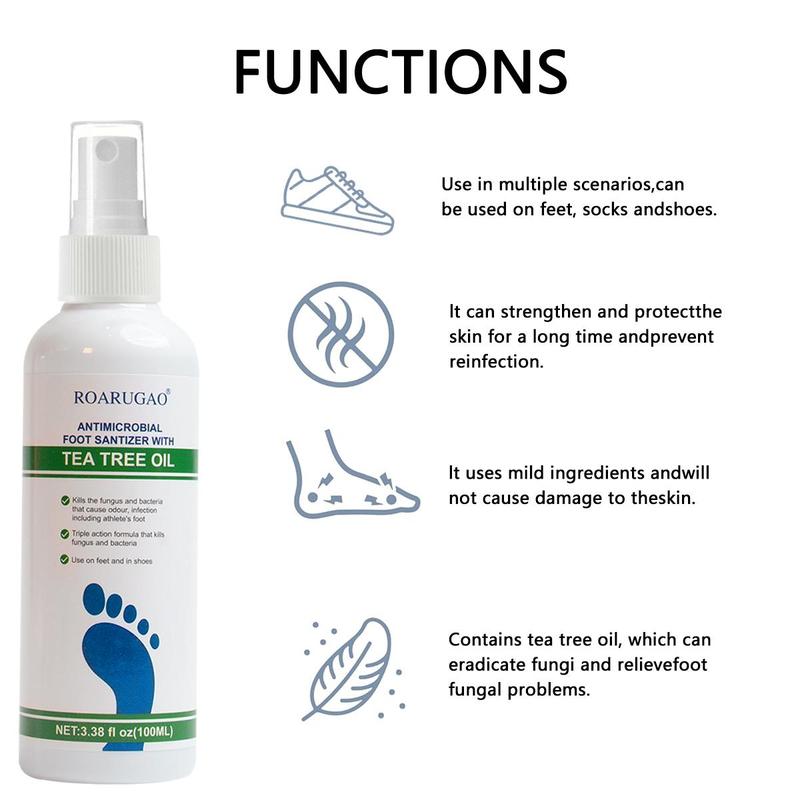 [+$5 Get 2PCS!!!] Tea Tree Oil Infused Foot Sanitizer Spray, Long-Lasting Disinfection & Antibacterial Protection