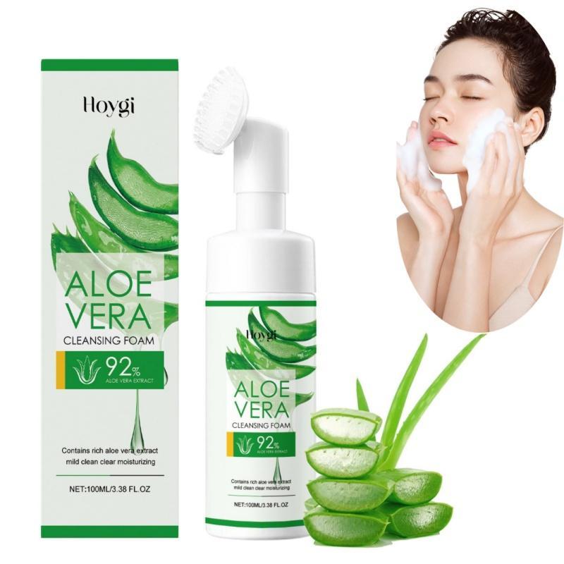 Aloe Vera Cleansing Foam, 1 Count Gentle Cleansing Foam, Deep Soothing & Hydrating Facial Cleansing for Exfoliator, Nourishing Skin Care, Foaming Face Cleanser for All Skin Type