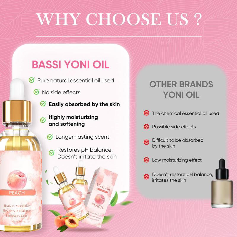 2 PCS Yoni Oil for Women - Peach Fresh Feminine Oil - V Oil Essential Oils, pH Balance and Wetness, Reduces Odor 1 fl. oz pc