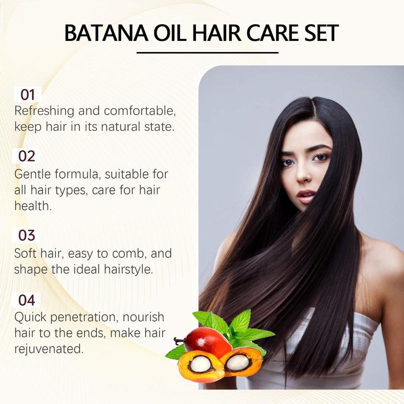 Batana Oil Hair Care Set, Hair Shampoo & Hair Conditioner & Hair Mask & Hair Oil, Moisturizing Hair Care Product for Women & Men