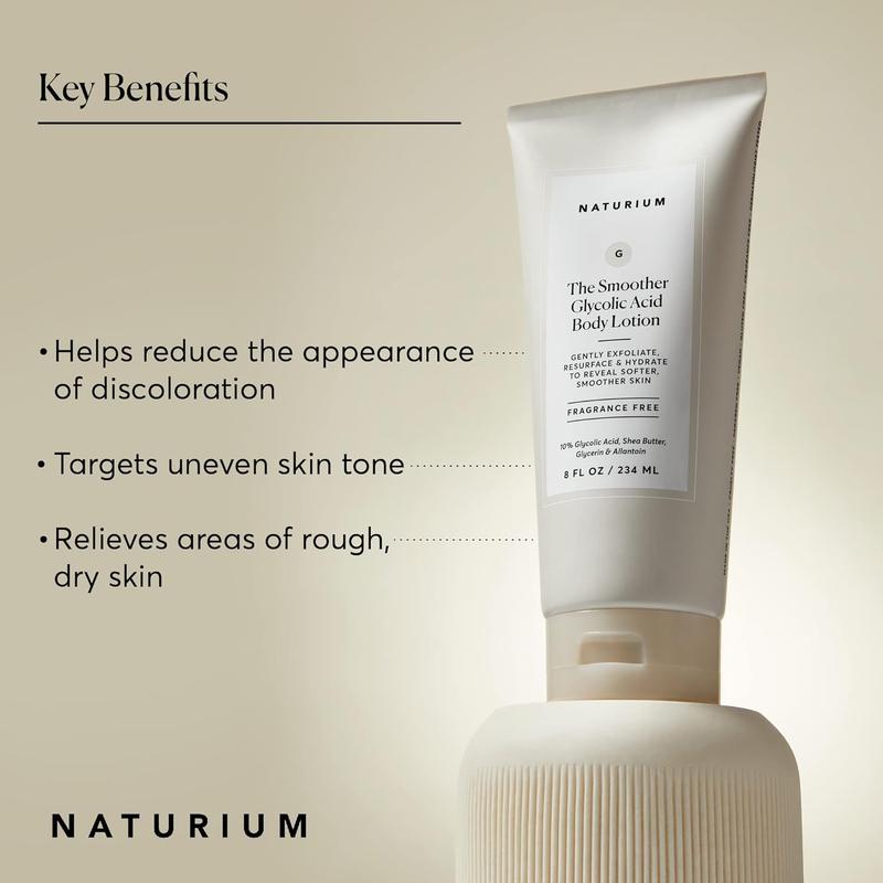 Naturium The Smoother Glycolic Acid Body Lotion, Resurfacing & Exfoliating Treatment, 8 oz Body Care Fragrance Nourishing Shea