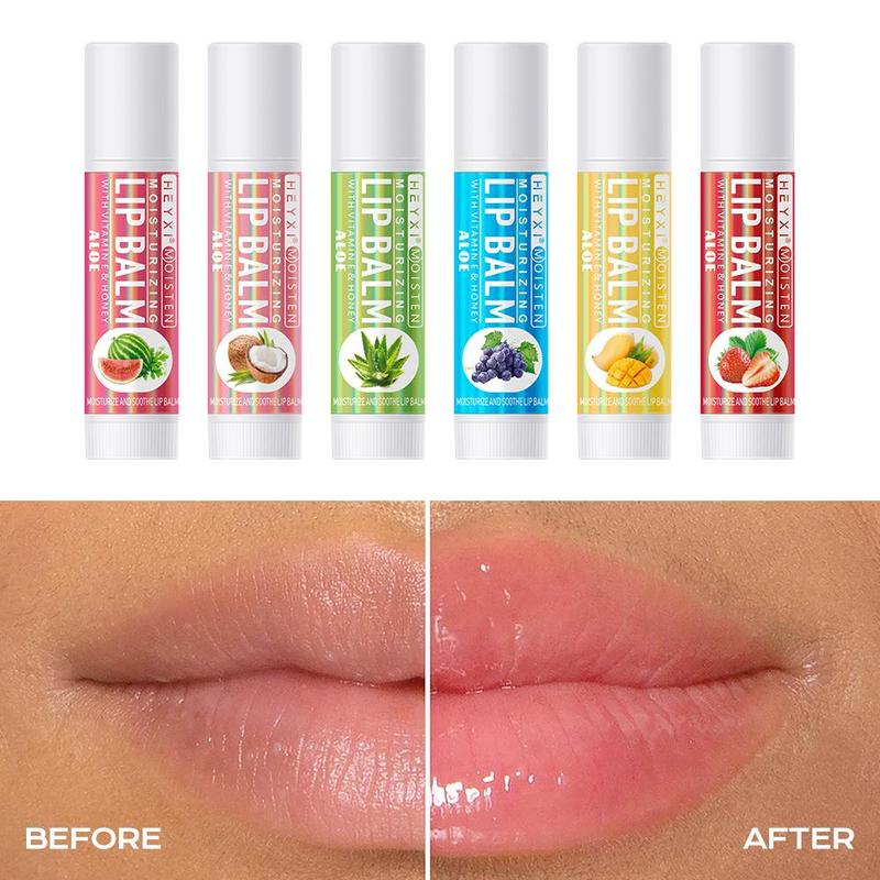 Fruit Flavor Lip Balm Set, 6 Counts set Moisturizing Lip Balm, Hydrating Lip Balm, Lip Moisturizer, Plumping Lip Oil Lip Stick for Girls & Women