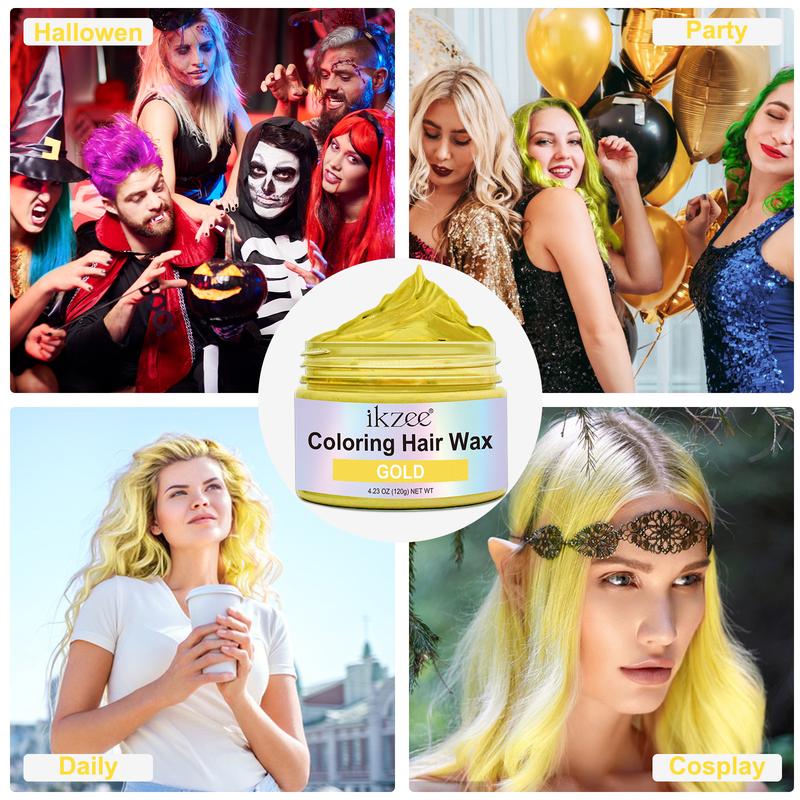 IKZEE Hair Color Wax, Instant Hairstyle Cream 4.23 oz, Temporary Natural Hair Wax for Party, Cosplay, Halloween, Daily use, Date-120g