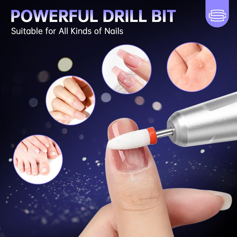 CHRISTINE SHELLY Rechargeable 35000RPM Nail Drill Sparkling Portable Professional Electric Nail File for Acrylic Gel Nails Professional Nail Tools for Manicure Pedicure