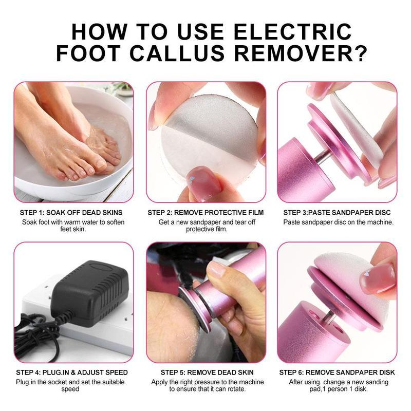 GGV Electric Foot Callus Remover with 60pcs Sandpaper Disk, Professional Electric Foot File Pedicure Tool Foot Sander for Feet Dead Skin