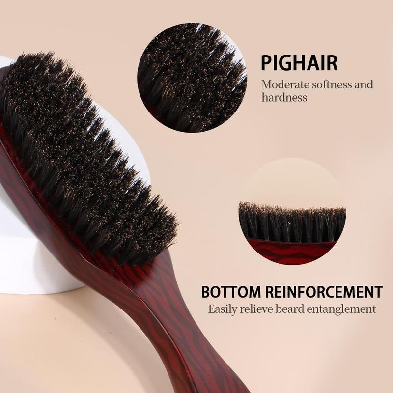 Wooden Handle Beard Hair Brush, Soft Bristles Hair Styling Tool, Beard Styling Comb for Men, Christmas Gift