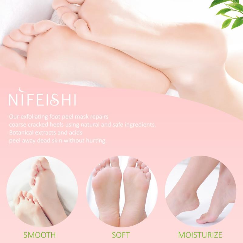 Nifeishi Foot Peeling Mask(3 Pairs), Exfoliator Peel Off Calluses Dead Skin Callus Remover, Soft Smooth Touch Feet