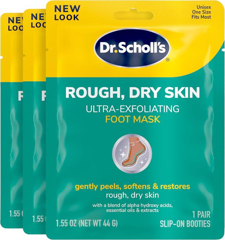 Dr. Scholl's Rough, Dry Skin Ultra Exfoliating Foot Peeling Mask, 3 Pairs Moisturizing Socks Gently Peels and Softens, with Urea, Dry Skin Callus Remover for Feet