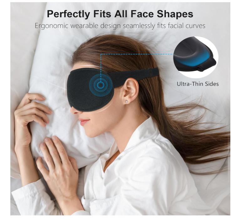 Blackout Sleep Eye Mask for Women Men, Zero Eye Pressure Sleeping Mask - Ergonomic Design 3D Cutout Eye Movement