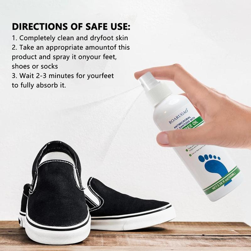 [+$5 Get 2PCS!!!] Tea Tree Oil Infused Foot Sanitizer Spray, Long-Lasting Disinfection & Antibacterial Protection