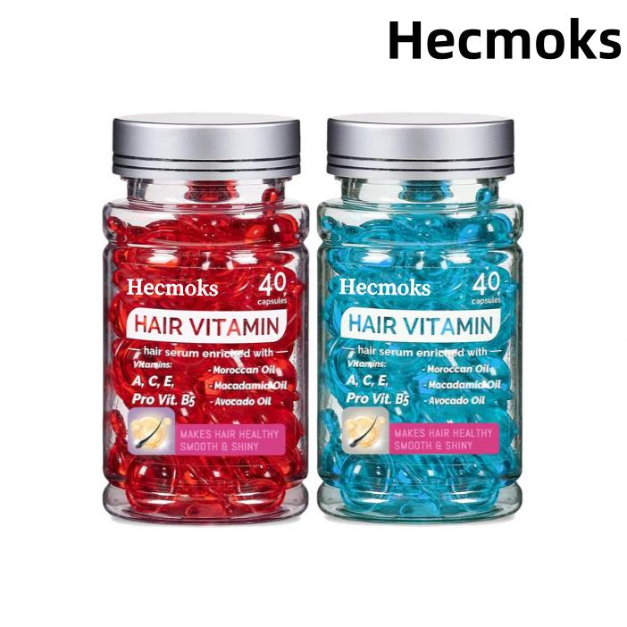 HECMOKS Professional Hair Treatment Serum Capsules - Enriched with Vitamins A,C,E & Pro B5, No-Rinse Conditioner for Hair Health