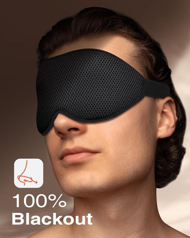 Sleep Mask, Eye Mask for Sleeping, Women Men Side Sleeper, 3D Contoured Cup No Eye   Blocking Light Sleeping Mask with Adjustable Strap Blindfold Yoga, Traveling, Nap, Black