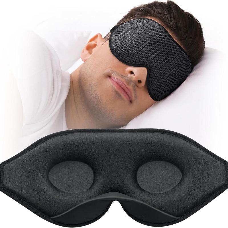 Sleep Mask for Side Sleeper, Eye Mask for Sleeping Women Men, 3D Contoured Cup No Eye Pressure 100% Light Blocking Sleeping Mask with Adjustable Strap Night Blindfold Flight, Travel, Nap, Black