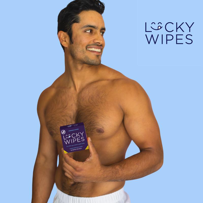 Lucky Wipes For Men Flavored Hygiene Strawberries and Cream Flavor