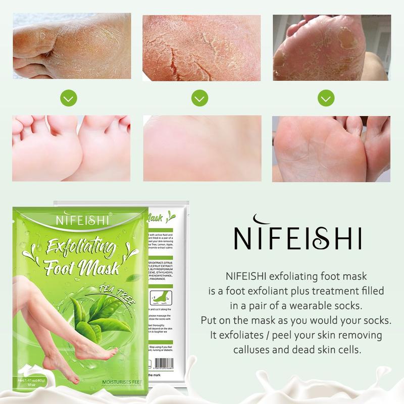 Nifeishi Foot Peeling Mask(3 Pairs), Exfoliator Peel Off Calluses Dead Skin Callus Remover, Soft Smooth Touch Feet